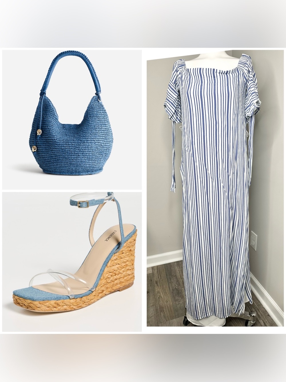 Banana Republic Blue & White Striped Maxi Dress-M